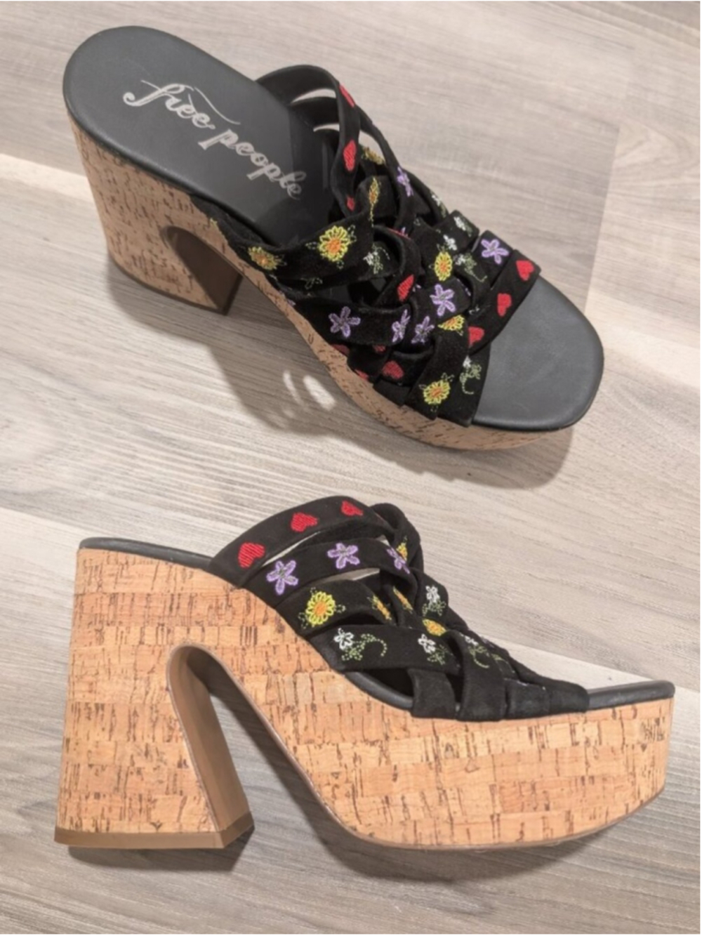 Free People | Lisbon Platform Mules In Black Suede Combo